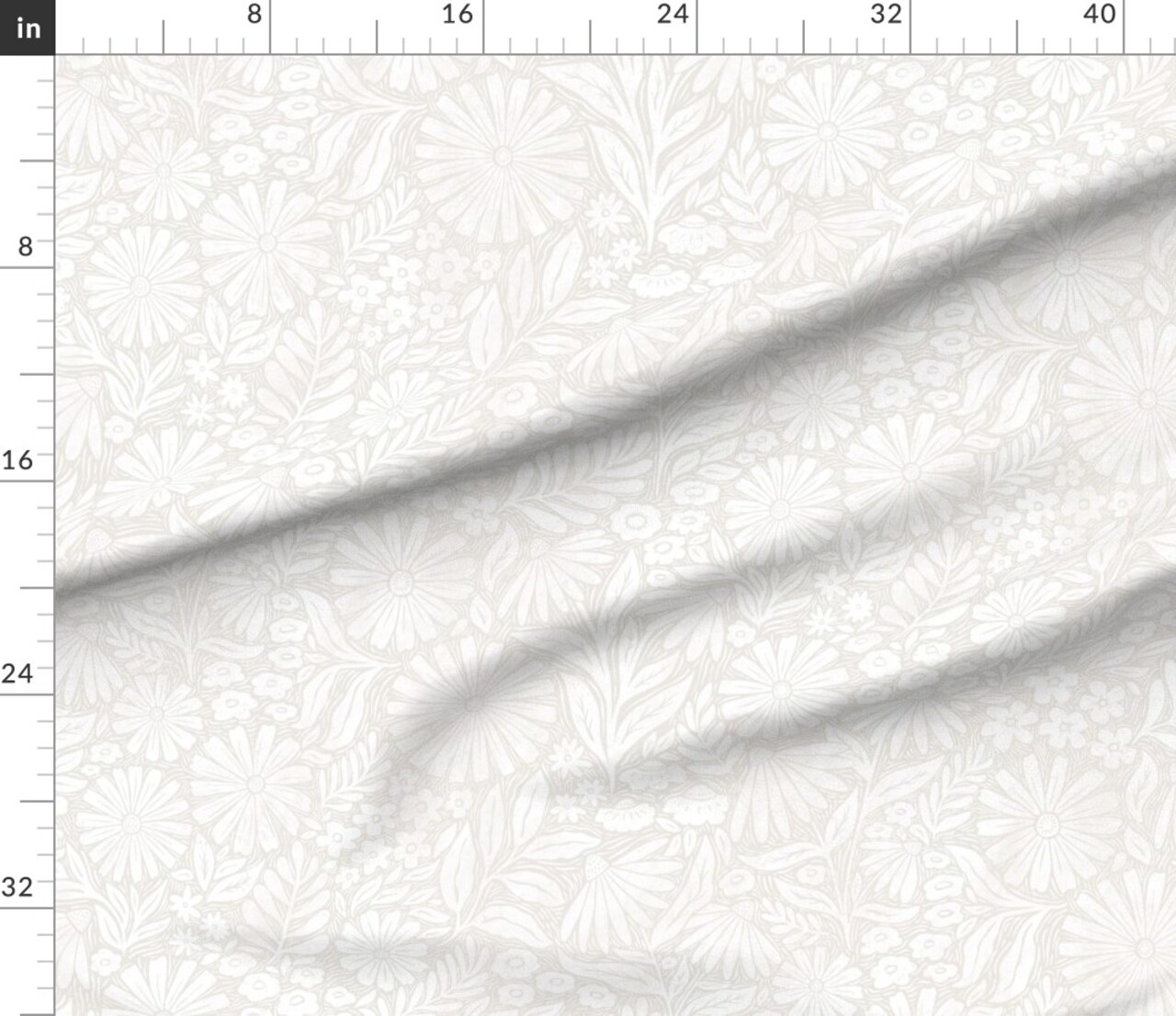 Taupe Flowers Neutral Botanical Calm Wildflowers Nature Light Calm Gray Leaves Floral Custom Printed Fabric by Spoonflower Various Fabrics by the Yard or Fat Quarter